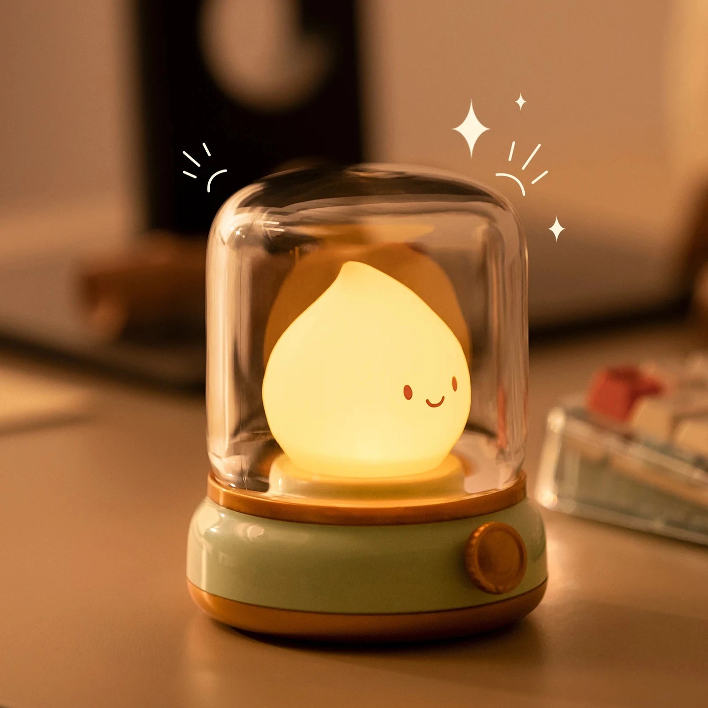 Mini USB Rechargeable LED Night Light - Cute Cartoon Portable Table Lamp for Coffee Bar, Home Hotel Bedroom Decor, Desktop Mood
