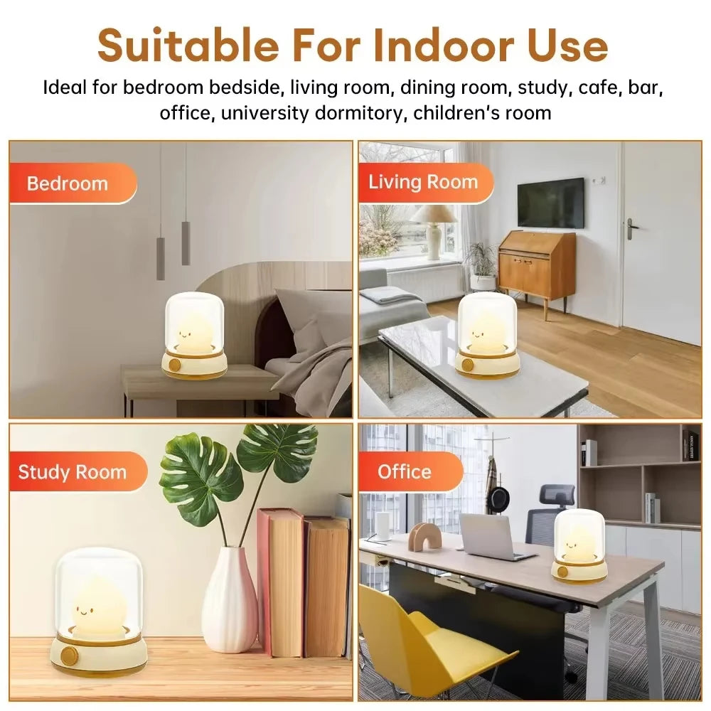 Mini USB Rechargeable LED Night Light - Cute Cartoon Portable Table Lamp for Coffee Bar, Home Hotel Bedroom Decor, Desktop Mood