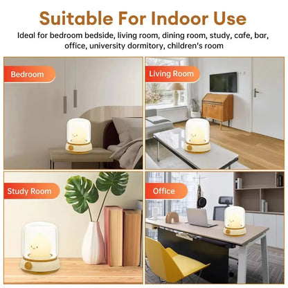 Mini USB Rechargeable LED Night Light - Cute Cartoon Portable Table Lamp for Coffee Bar, Home Hotel Bedroom Decor, Desktop Mood