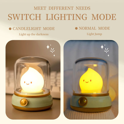 Mini USB Rechargeable LED Night Light - Cute Cartoon Portable Table Lamp for Coffee Bar, Home Hotel Bedroom Decor, Desktop Mood