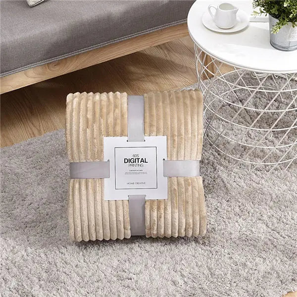 Super Soft Flannel Blankets For Beds Solid Striped Mink Throw Sofa Cover Bedspread Winter Warm Blankets