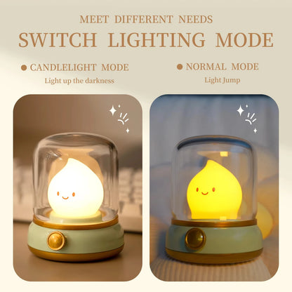 Mini USB Rechargeable LED Night Light - Cute Cartoon Portable Table Lamp for Coffee Bar, Home Hotel Bedroom Decor, Desktop Mood