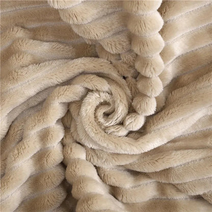 Super Soft Flannel Blankets For Beds Solid Striped Mink Throw Sofa Cover Bedspread Winter Warm Blankets