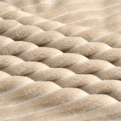 Super Soft Flannel Blankets For Beds Solid Striped Mink Throw Sofa Cover Bedspread Winter Warm Blankets