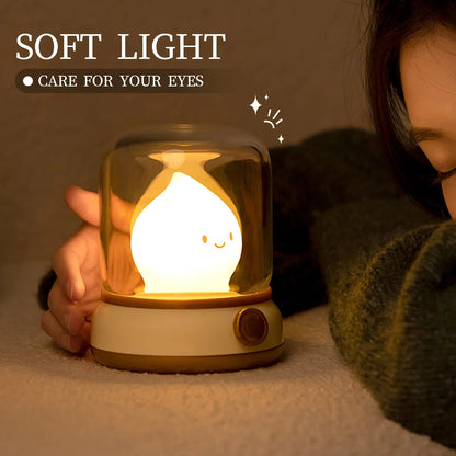 Mini USB Rechargeable LED Night Light - Cute Cartoon Portable Table Lamp for Coffee Bar, Home Hotel Bedroom Decor, Desktop Mood