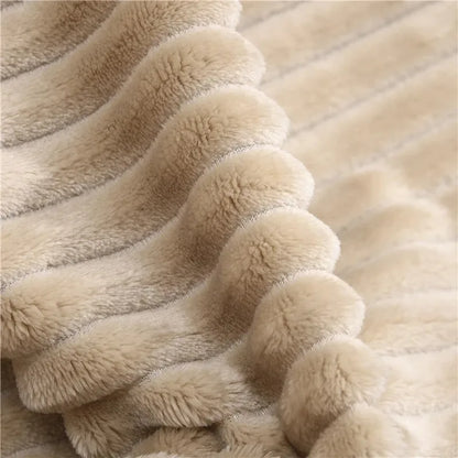 Super Soft Flannel Blankets For Beds Solid Striped Mink Throw Sofa Cover Bedspread Winter Warm Blankets