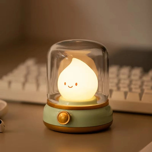Mini USB Rechargeable LED Night Light - Cute Cartoon Portable Table Lamp for Coffee Bar, Home Hotel Bedroom Decor, Desktop Mood