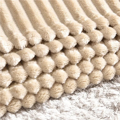 Super Soft Flannel Blankets For Beds Solid Striped Mink Throw Sofa Cover Bedspread Winter Warm Blankets