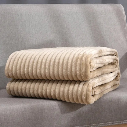 Super Soft Flannel Blankets For Beds Solid Striped Mink Throw Sofa Cover Bedspread Winter Warm Blankets
